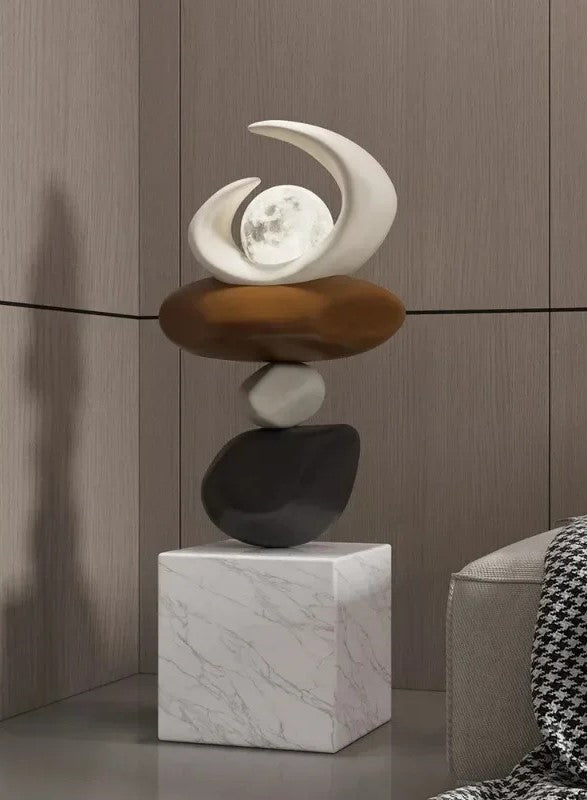 Lampada da Terra Scultorea Equilibrio Lunare