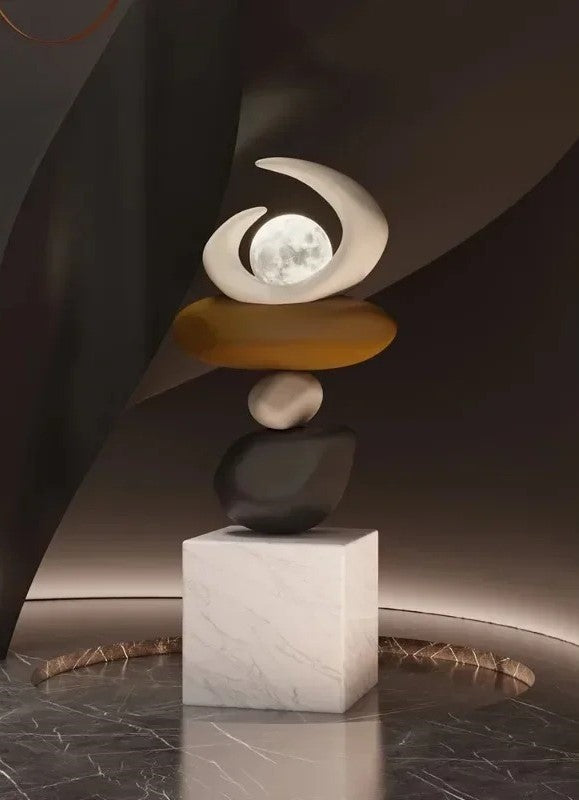 Lampada da Terra Scultorea Equilibrio Lunare