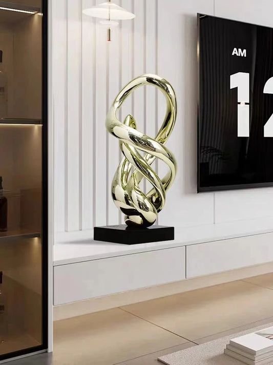 Scultura Decorativa Moderna in Resina Dorata