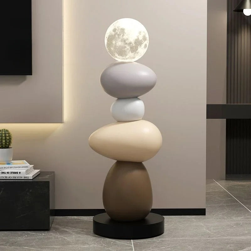 Lampada da Terra Scultorea Equilibrio Lunare